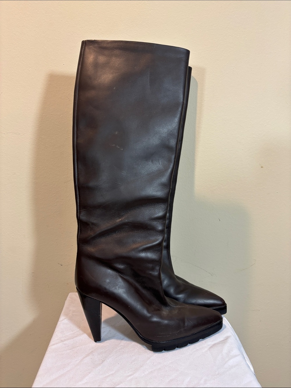 Vintage Walter Steiger Dark Brown Leather Knee-High Boots